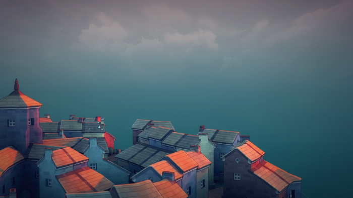 skyline, town, rooftops, Townscaper, video game art, minimalism, video games