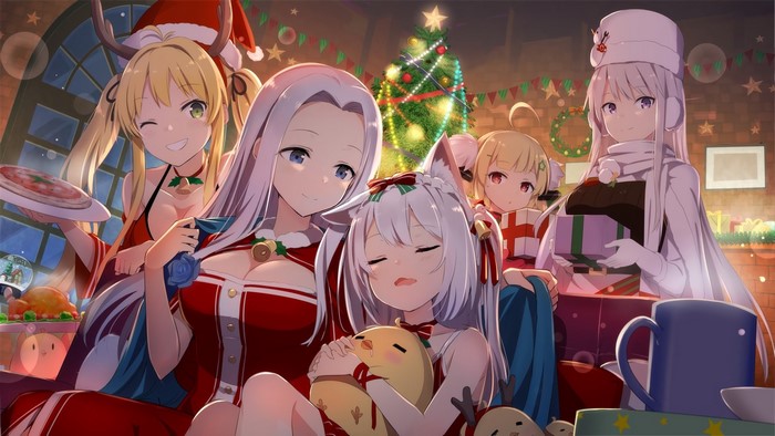 Eldridge (Azur Lane), Hornet (Azur Lane), women, Hammann (Azur Lane), anime girls, Enterprise (Azur Lane), Manjuu (Azur Lane), long hair, one eye closed, Azur Lane, closed eyes, Gochou