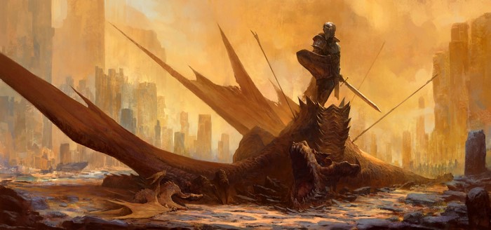 4K, fantasy art, dragon, artwork, knight