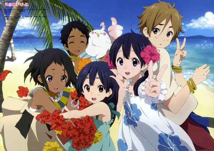 Tamako Market, anime, anime girls, outdoors, anime boys, looking at viewer, beach