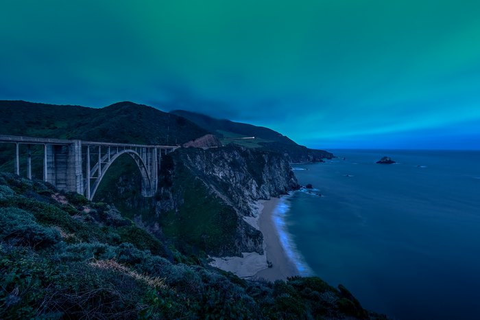Bixby Creek Bridge and Coastline at Dusk