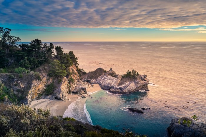 Big Sur Waterfall Beach at Sunset