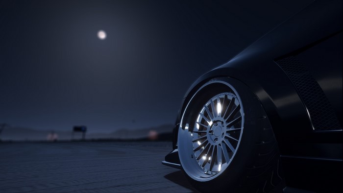 night, car, wheels, moonlight