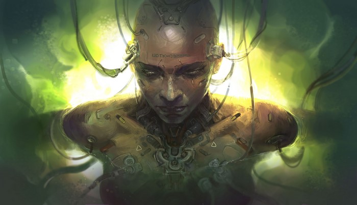 4K, artwork, science fiction women, Jay Li, cyborg, science fiction, women
