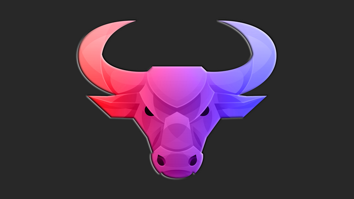 4K, simple background, Linux, digital art, bulls, artwork, animals, hefftorlinux