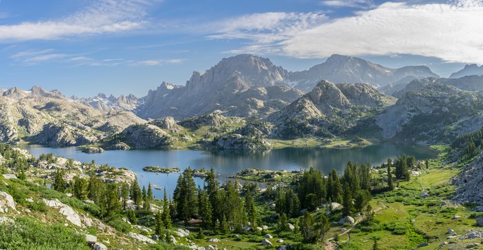 4K, mountains, Fremont Peak, river, lake, Wyoming, landscape, USA