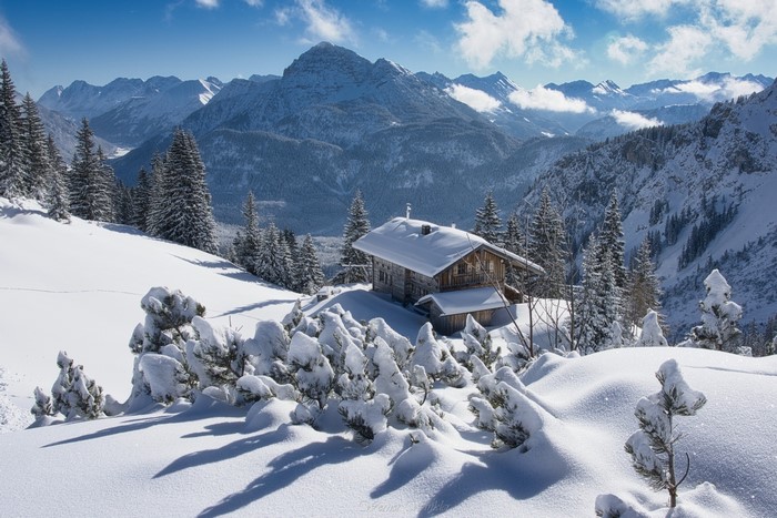 nature, hut, mountains, cold, Austria, winter, snow, ice