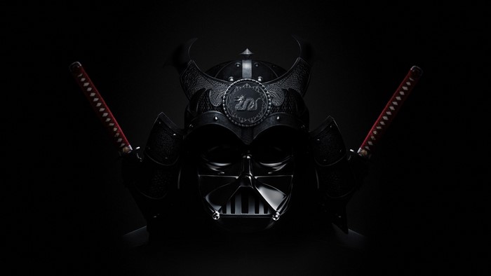 Sith, Darth Vader, Asian, digital art, sword, samurai, crossover, mask, Star Wars Villains, artwork, Star Wars, katana