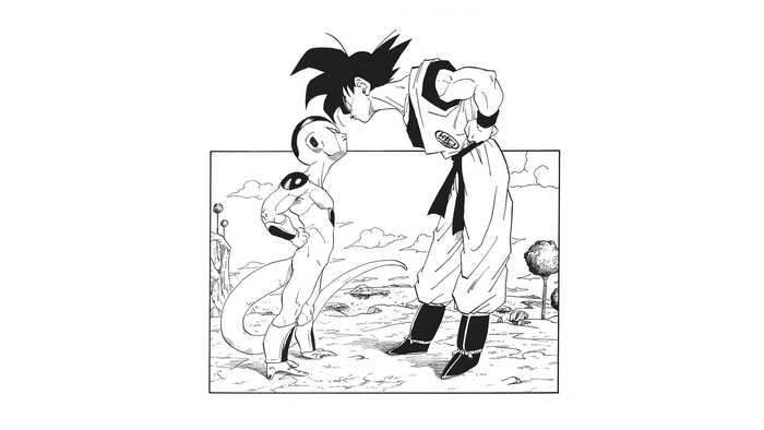 manga, simple background, Son Goku, Dragon Ball, Dragon Ball Z, Frieza