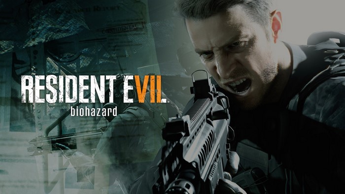 Video Game Horror, biohazard, resident evil 7, open mouth, screaming, video games, Chris Redfield, face, black rifle, beards, DLC, assault rifle, Not a Hero, beard, video game man, video game characters, zombies, Resident Evil