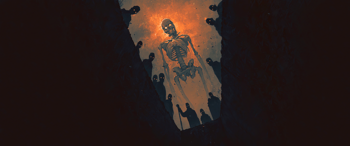 4K, skeleton, grave, horror