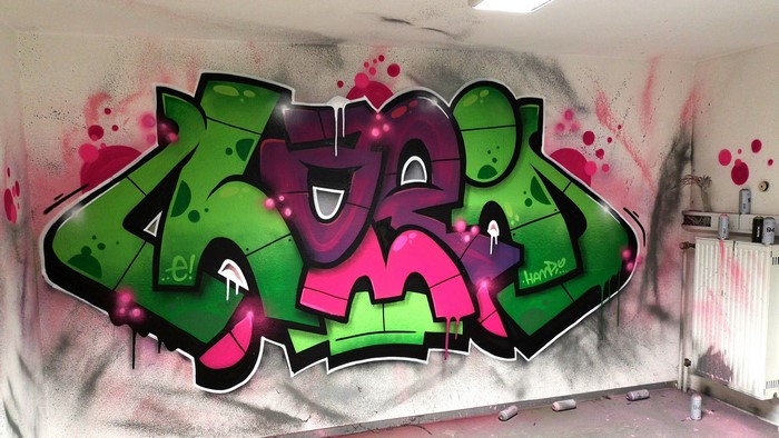 wall, spray can, artwork, Spray painting, graffiti, indoors, colorful, room