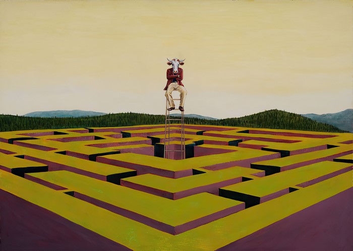 Tim Vermeulen, Mythological, labyrinth, Greek mythology, oil painting, Minotaur