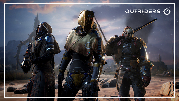 video game art, screen shot, Outriders, weapon, video game characters