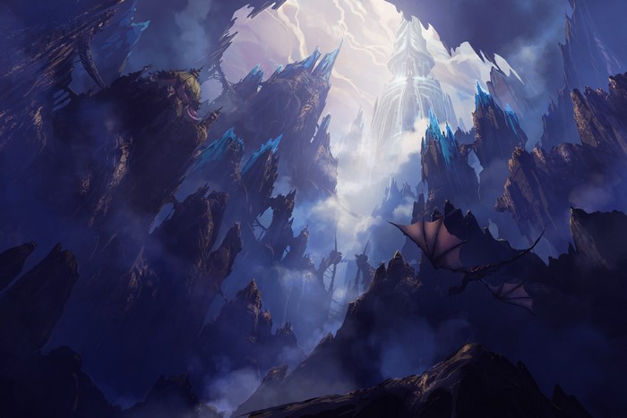 Philipp A. Ulrich, artwork, temple, digital art, landscape, dragon, fantasy art