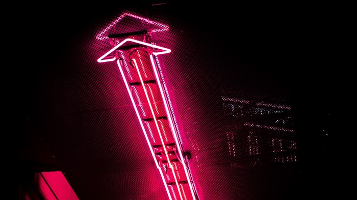 4K, neon, arrows (design), photography, abstract, neon glow, red