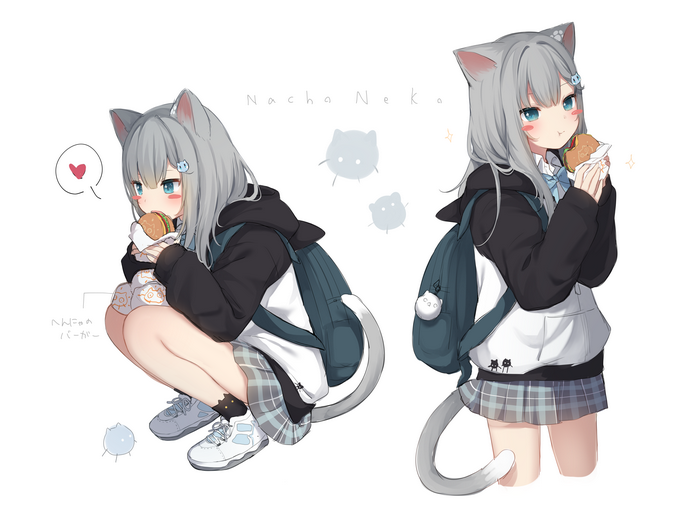 457014 Amashiro Natsuki Cat Girl 2d Black Hair Portrait Tail Green Eyes Artwork Anime 