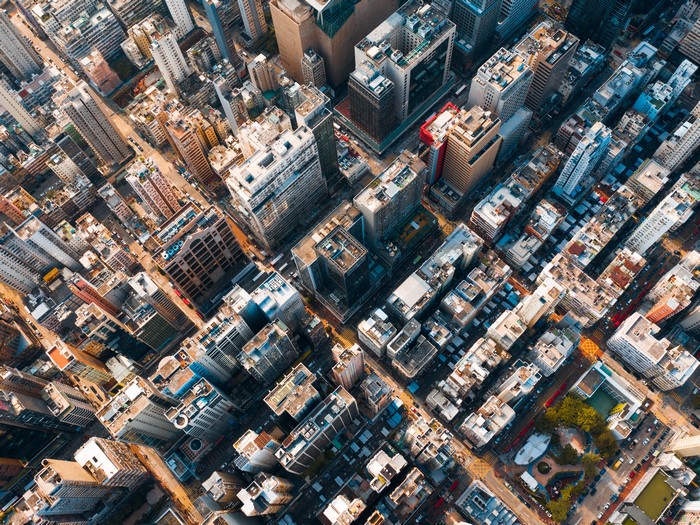 4K, urban, aerial view, building, city