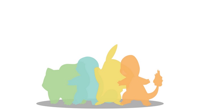 Minimalist Pokémon Charmander Pikachu Squirtle Bulbasaur