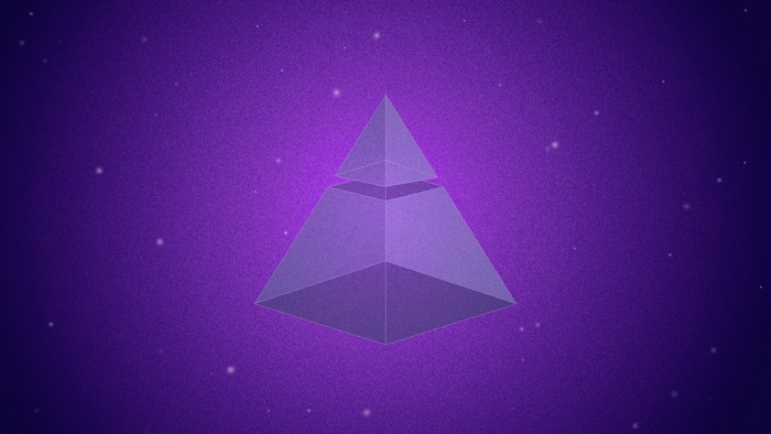 purple, geometric figures, digital art, pyramid