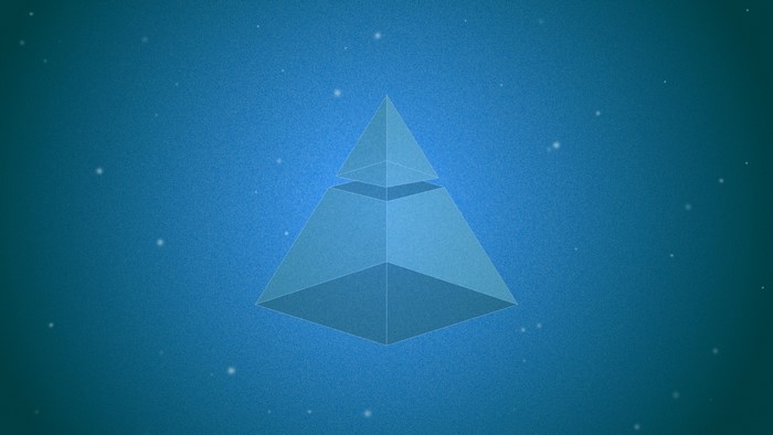 pyramid, geometric figures, digital art, blue
