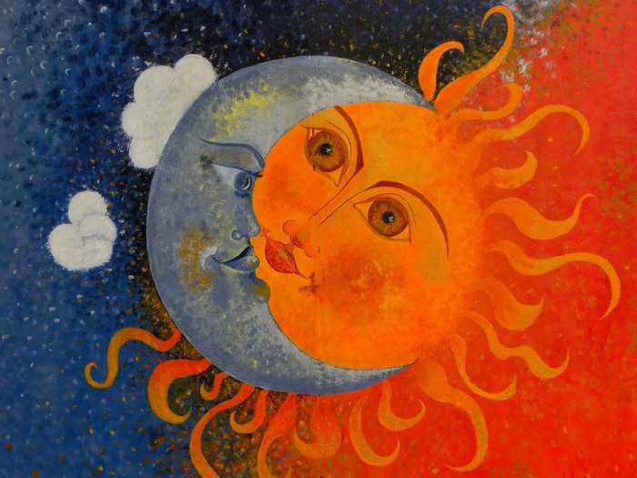 eclipse, Moon, Sun, clouds