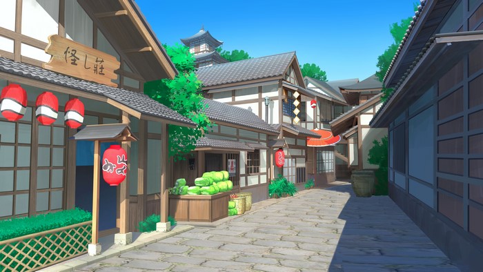 4K, digital art, artwork, lantern, Chinese architecture, street, landscape