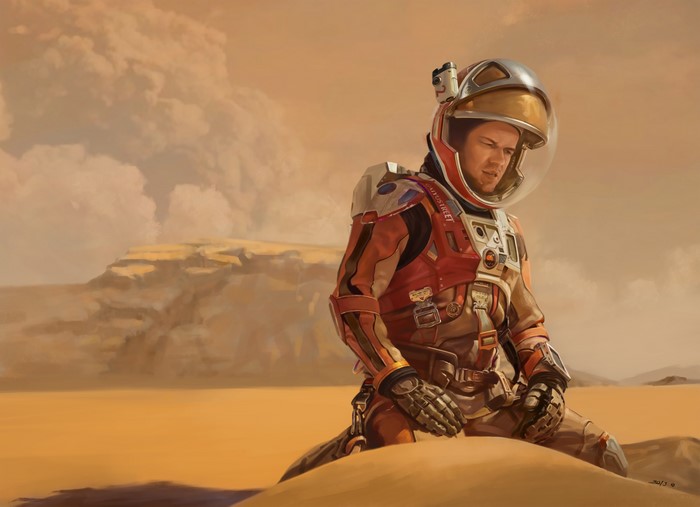 4K, Matt Damon, astronaut, movies, men, Mars, digital art, spacesuit, The Martian