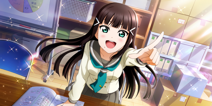 Love Live!, anime, Love Live! Sunshine, long hair, school uniform, tie, Love Live Series, Kurosawa Dia, anime girls, open mouth