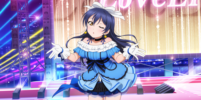 Sonoda Umi, anime, gloves, Love Live!, purple hair, dress, one eye closed, looking at viewer, Love Live Series, anime girls
