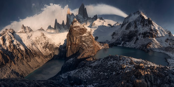4K Winter Panorama of Monte Fitz Roy in Patagonia