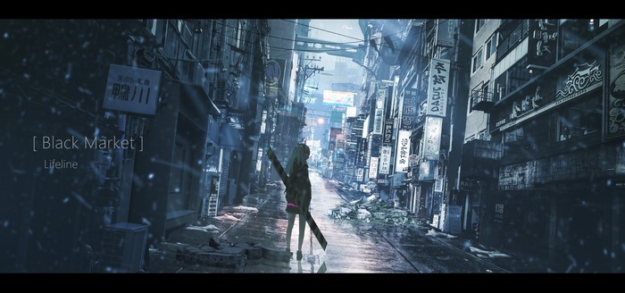 4K, anime girls, street, women, Lifeline, anime, Pixiv, city, Asia