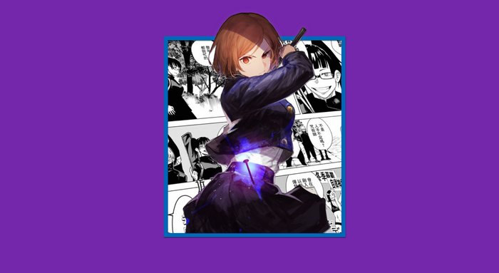 MeaningJun, digital art, anime girls, Kugisaki Nobara, simple background, anime, picture-in-picture, minimalism, speech bubble, Jujutsu Kaisen