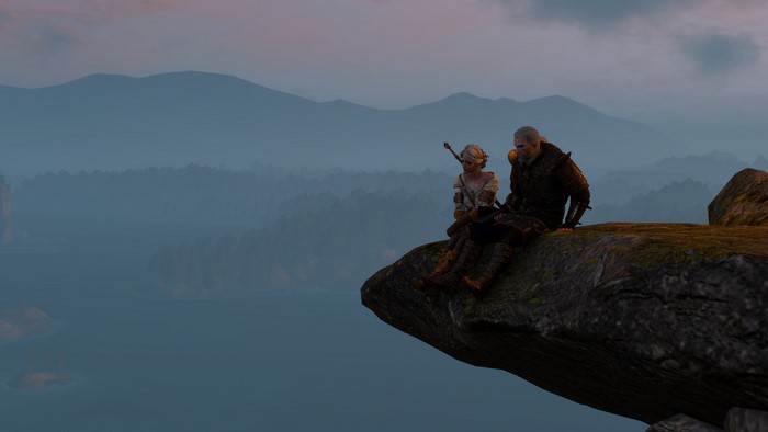 rock, Cirilla Fiona Elen Riannon, video games, fantasy girl, game characters, video game girls, sitting, PC gaming, video game man, fantasy men, Geralt of Rivia, The Witcher 3: Wild Hunt