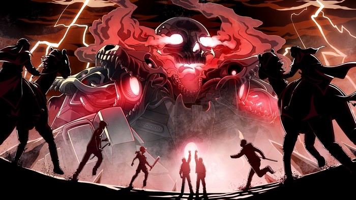 GameShrimp, Monstercat, mech, skull, Thunderbolt, desert, people
