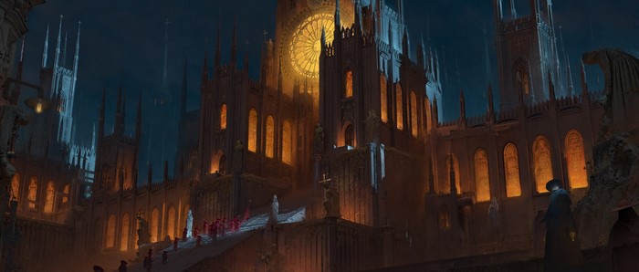 digital art, cathedral, artwork