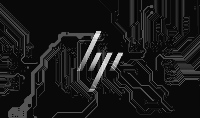 black background, Hewlett Packard, logo