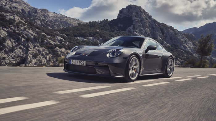 2022 Porsche 911 GT3 Touring on a mountain road