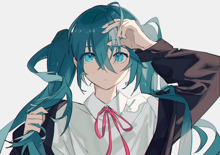 Hatsune Miku Fan Art with Aqua Hair and Twintails
