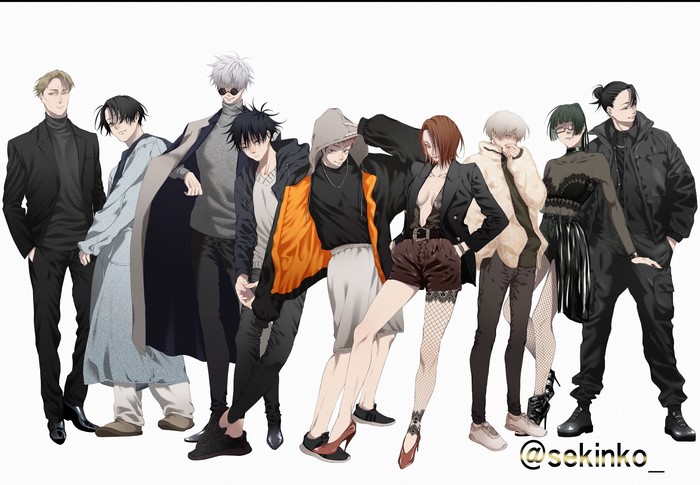 Satoru Gojo, Toge Inumaki, anime boys, Yuta Okkotsu, Kento Nanami, Yuji Itadori, Suguru Geto, Megumi Fushiguro, Kugisaki Nobara, Jujutsu Kaisen, Maki Zenin
