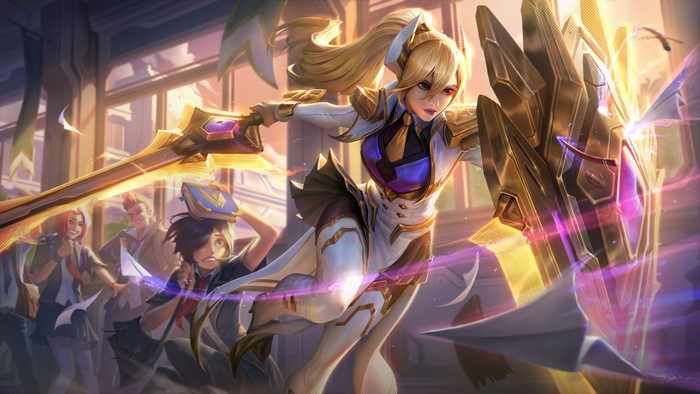 4K, video games, League of Legends, Leona, Battle Academia, video game girls, Leona (League of Legends), game art, video game art, video game characters, Prestige Edition, women