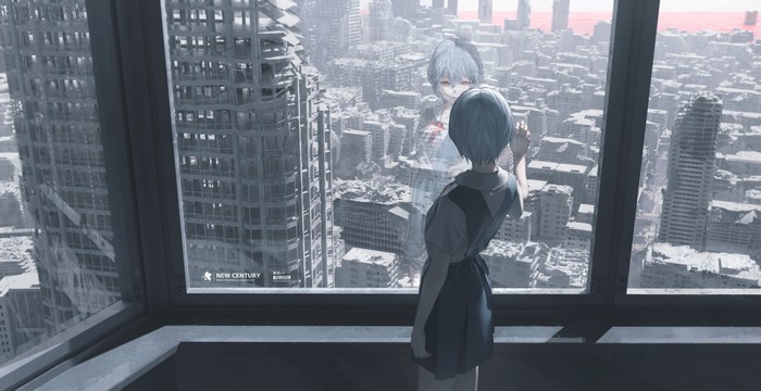 4K, Ayanami Rei, Neon Genesis Evangelion, anime girls, ruin