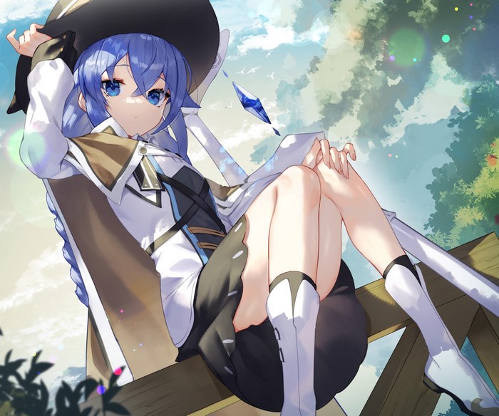 anime, Sco_ttie, Mushoku Tensei, anime girls, Roxy Migurdia (Mushoku Tensei), blue eyes, blue hair, Sukocchi