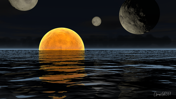 sunset, watermarked, digital art, 3D graphics
