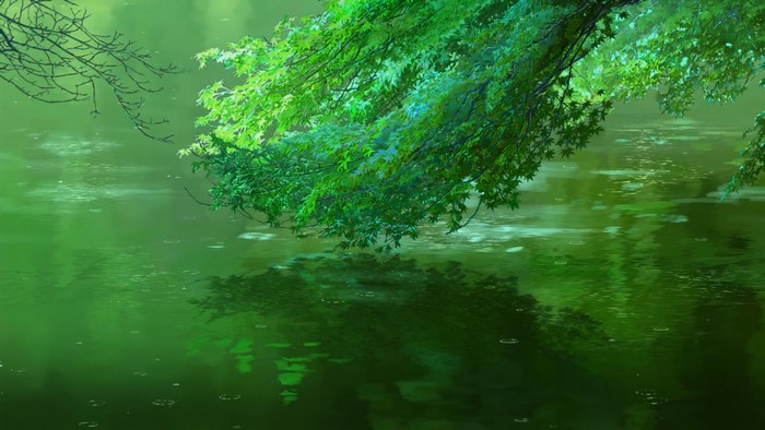 4K Nature Scene with Reflection from The Garden of Words