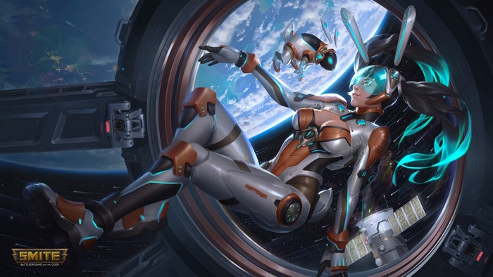 artwork, women, video game girls, Smite, science fiction women, science fiction, dark hair, video games, PC gaming, ArtStation