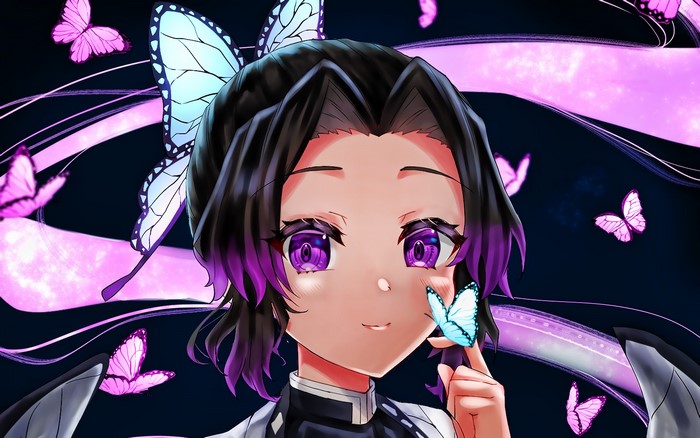 Kochou Shinobu, Kimetsu no Yaiba, Japanese clothes, anime girls