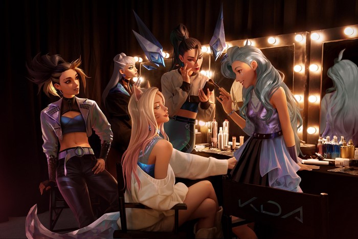 4K, League of Legends, women, game characters, Kudos Productions, digital art, Seraphine (League of Legends), band, Ahri (League of Legends), KDA