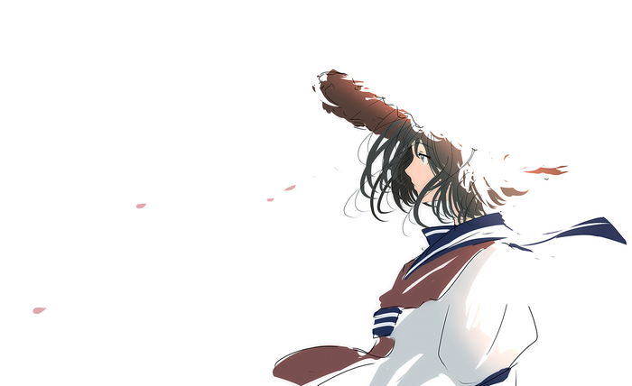 anime, hat, mifuru, school uniform, anime girls
