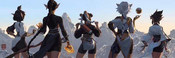 artwork, original characters, Kan Liu, fantasy girl, elves, women
